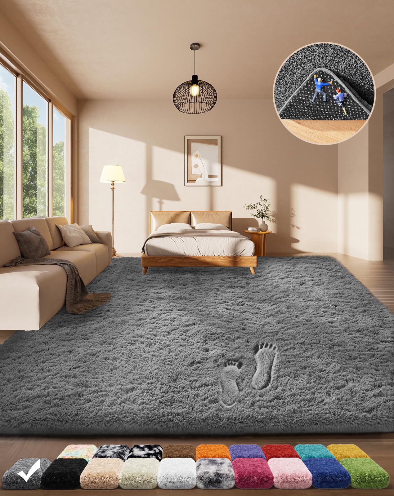 Version 1.0.0 Washable Plush Shag Area Rug for Living Room and Bedroom - Image 1