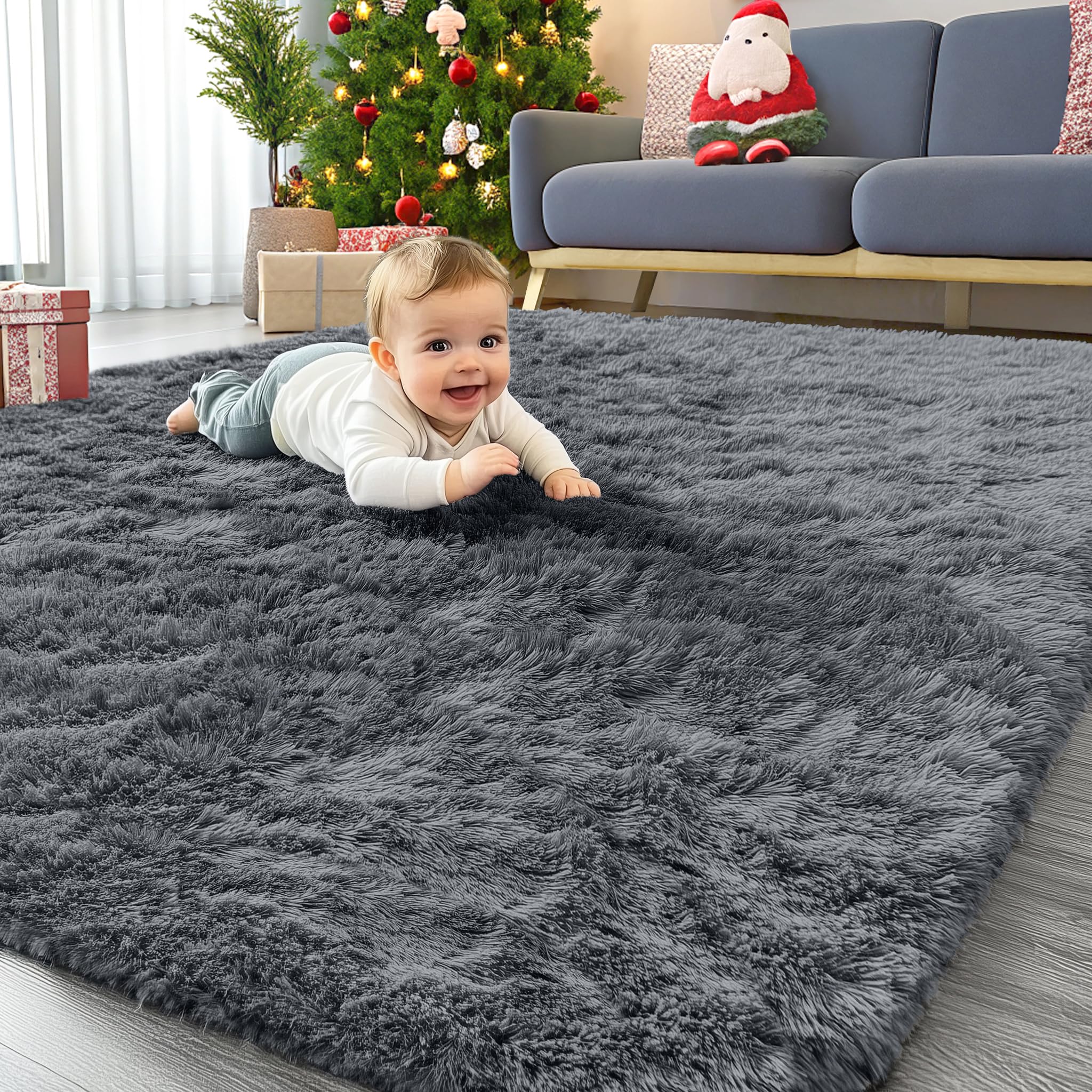 Version 1.0.0 Washable Plush Shag Area Rug for Living Room and Bedroom - Image 1